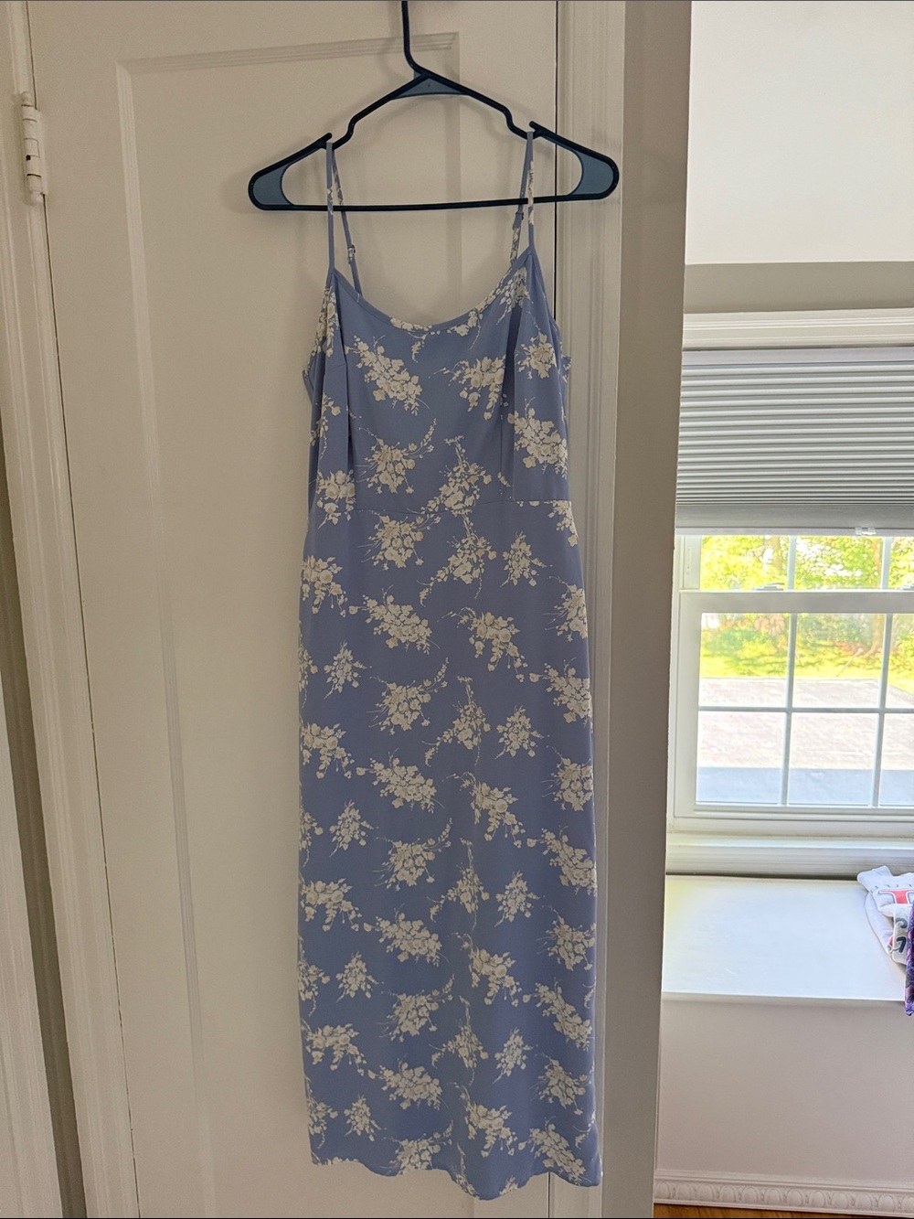 Abercrombie and Fitch NWT Light Blue Floral Slip Dress with White Print